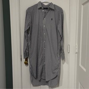 NWOT Polo Ralph Lauren Black & White Striped Cotton Shirt Dress – Size 6